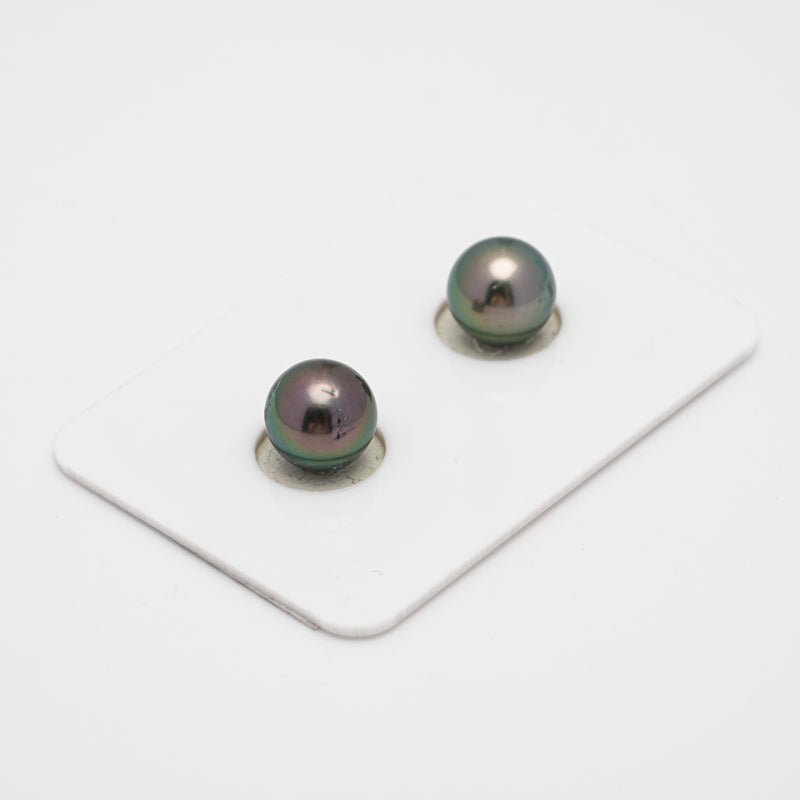 2pcs Green Cherry 8.8-8.9mm - RSR AA Quality Tahitian Pearl Pair ER694