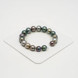 17pcs "High Luster" Multicolor 10-11mm - SR AAA/AA Quality Tahitian Pearl Bracelet BR2185 OR10