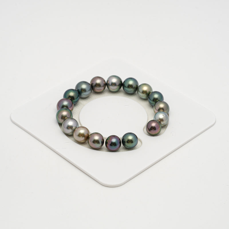 17pcs "High Luster" Multicolor 10-11mm - SR AAA/AA Quality Tahitian Pearl Bracelet BR2185 OR10