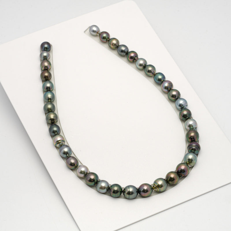 37pcs "High Luster" Multicolor 9-11mm - SB AAA/AA Quality Tahitian Pearl Necklace NL1562 HL3