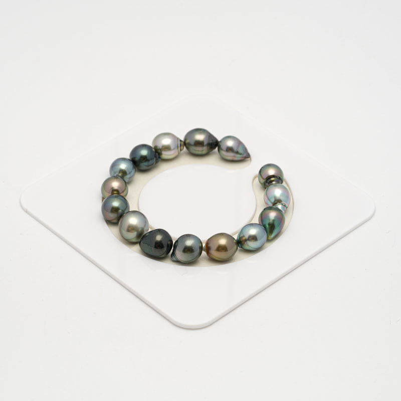 15pcs "High Luster" Multicolor 9-11mm - SB AAA Quality Tahitian Pearl Bracelet BR2206 HL3