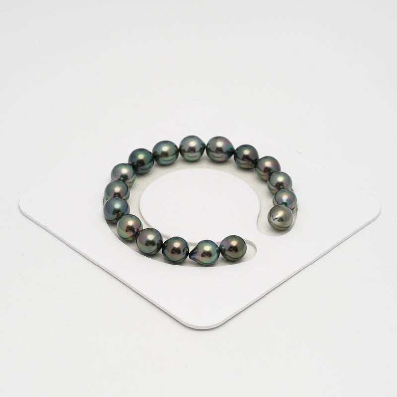 17pcs "High Luster" Peacock 9-10mm - SB AAA Quality Tahitian Pearl Bracelet BR2233 OR1