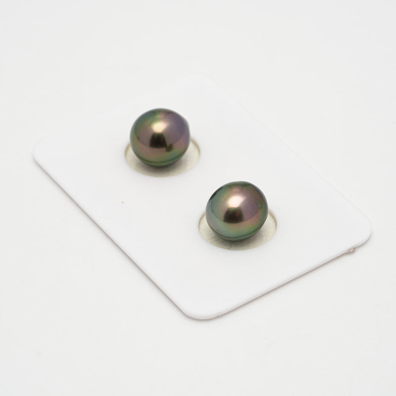 2pcs Green Cherry 9.1-9.5mm - SB AAA Quality Tahitian Pearl Pair ER1592 OR1