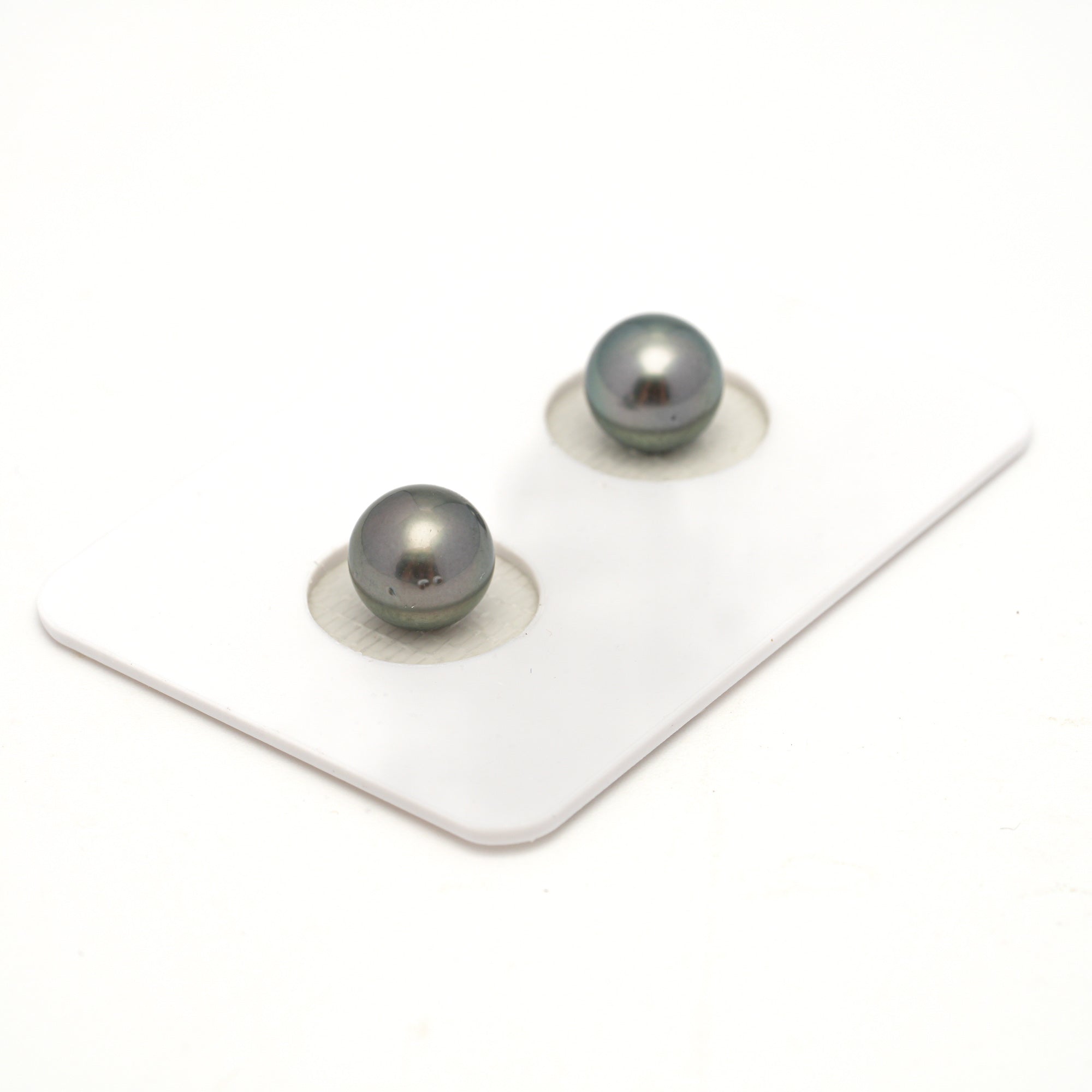 2pcs Light Green 7.6-7.7mm - RSR AAA/AA Quality Tahitian Pearl Pair ER1801 NG19