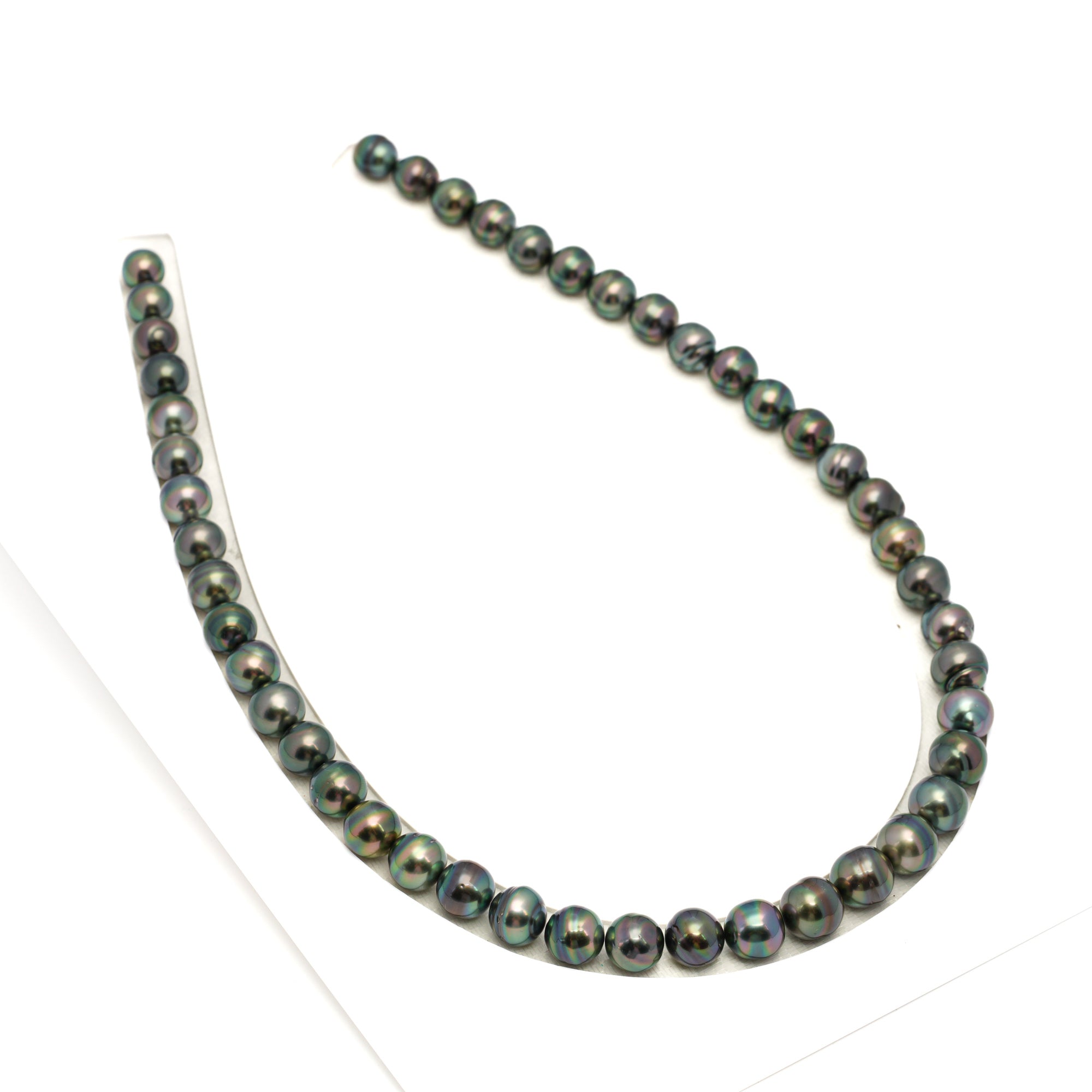 46pcs "High Luster" Green 8-10mm - CL/SB AAA Quality Tahitian Pearl Necklace NL1720 TH5