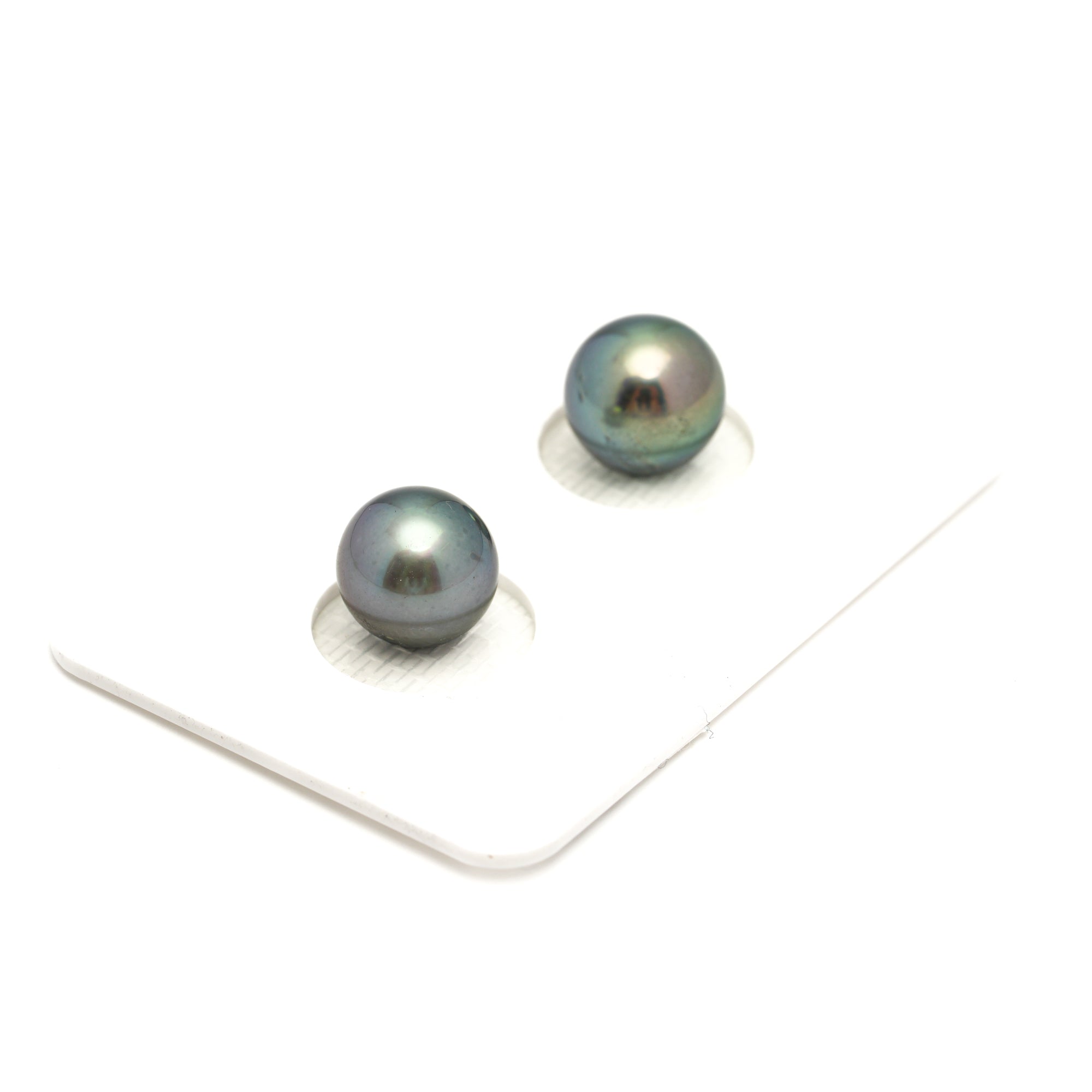 2pcs "Top Luster" Blue Green 8.8-9.2mm - RSR AAA/AA Quality Tahitian Pearl Pair ER1852 OR6