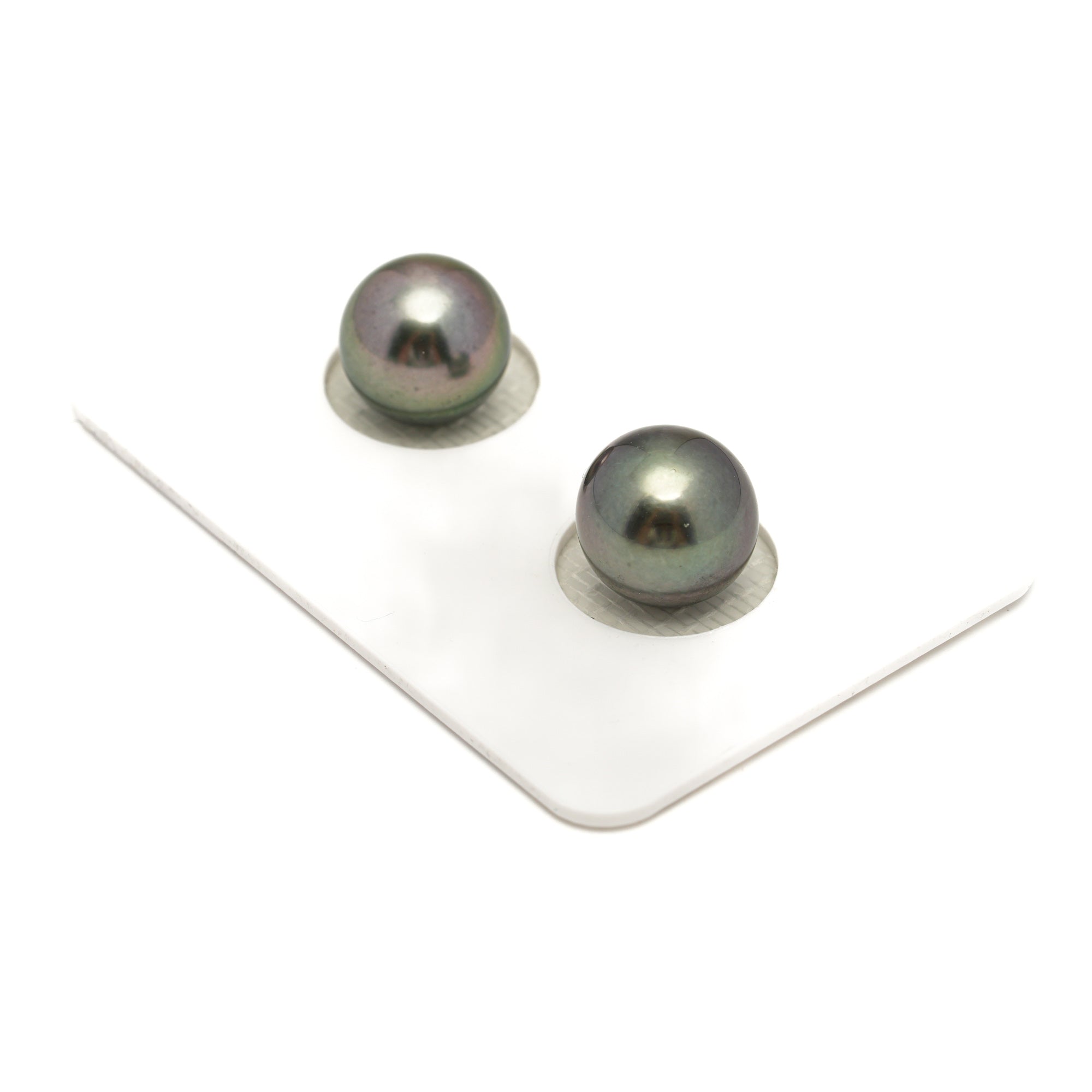 2pcs "High Luster" Multicolor 9.8-10.1mm - RSR AAA Quality Tahitian Pearl Pair ER1854 ORX1