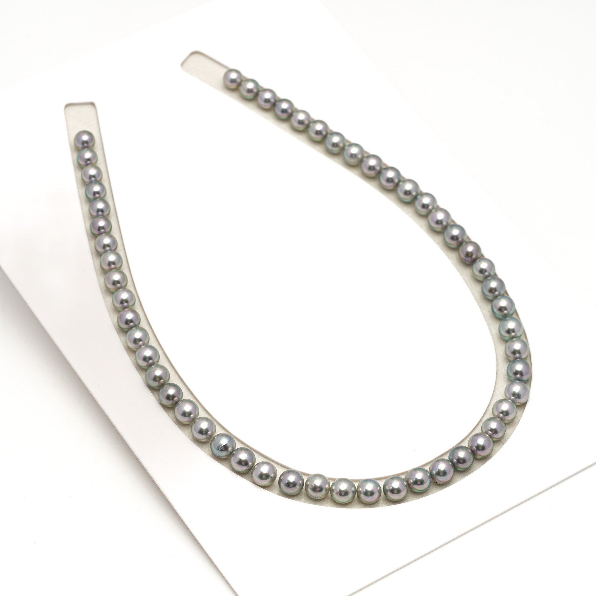 53pcs Akoya Pearl "Top Luster" Silver Green 7-7.9mm - SR/NR AAA/AA Quality Necklace AKNL1745 CMA1
