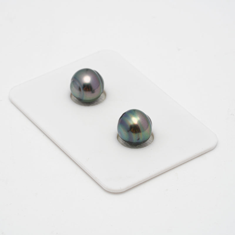 2pcs Green 8.9-9mm - CL AAA/AA Quality Tahitian Pearl Pair ER1393 OR7