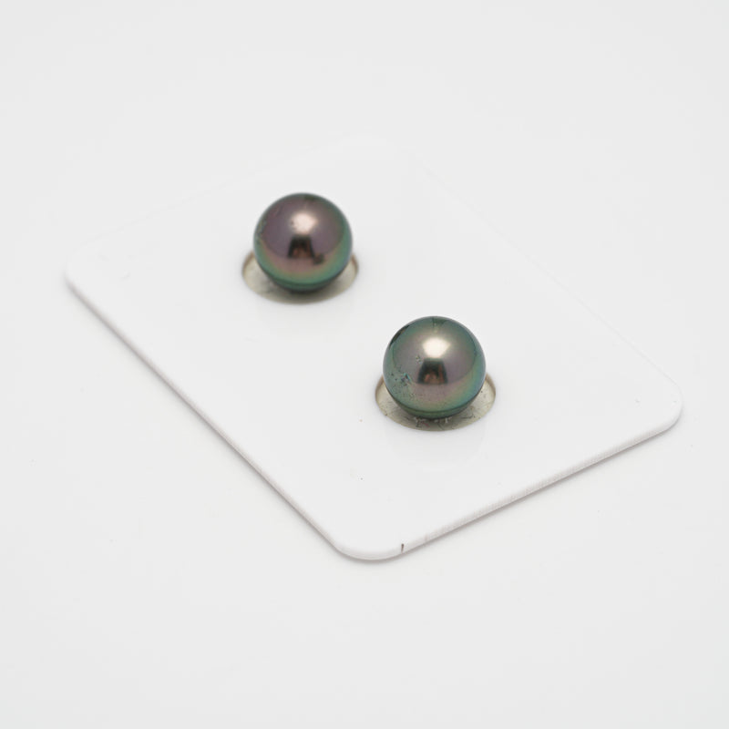 2pcs Green Cherry 8.8-8.9mm - RSR AA Quality Tahitian Pearl Pair ER694