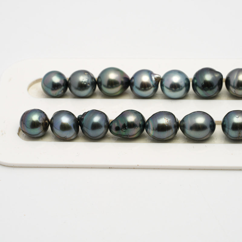 37pcs Light Blue 8-11mm - CL AA/AAA Quality Tahitian Pearl Necklace NL1519 THMIX2