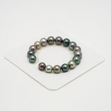 17pcs "High Luster" Multicolor 10-11mm - SR AAA/AA Quality Tahitian Pearl Bracelet BR2185 OR10