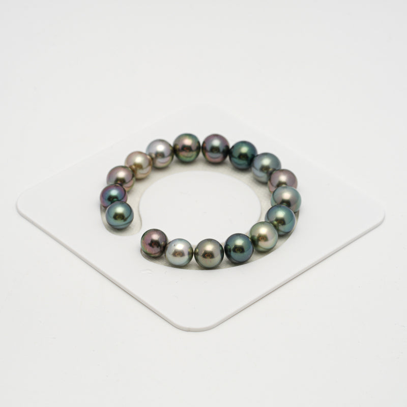 17pcs "High Luster" Multicolor 10-11mm - SR AAA/AA Quality Tahitian Pearl Bracelet BR2185 OR10