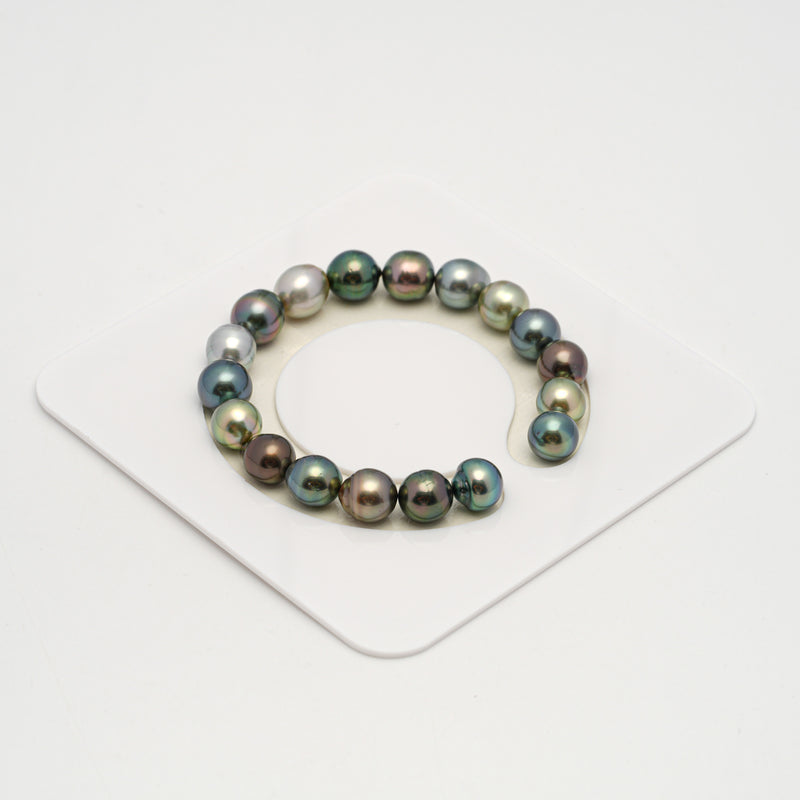 18pcs "High Luster" Multicolor 9-10mm - SB AAA/AA Quality Tahitian Pearl Bracelet BR2177 HL3