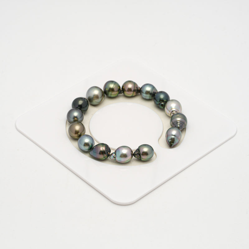 15pcs "High Luster" Multicolor 9-11mm - SB AAA Quality Tahitian Pearl Bracelet BR2206 HL3