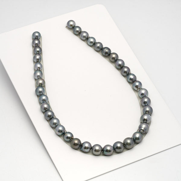 37pcs "High Luster" Gray 10-13mm - SB AAA/AA Quality Tahitian Pearl Necklace NL1595 HL2