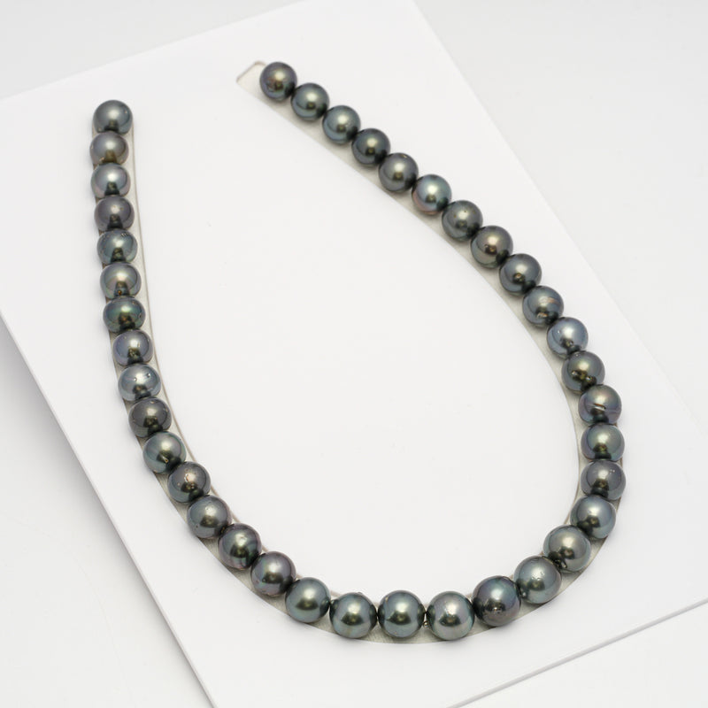 38pcs Dark 11-12mm - SR/NR AA/A Quality Tahitian Pearl Necklace NL1625 THMIX3