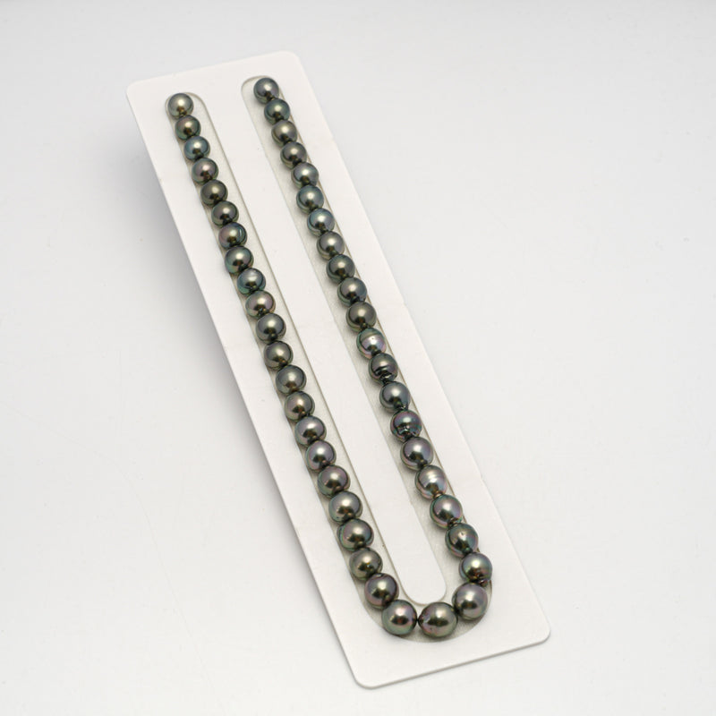 44pcs "High Luster" Green Mix 8-10mm - CL/SB AAA/AA Quality Tahitian Pearl Necklace NL1638 HL3