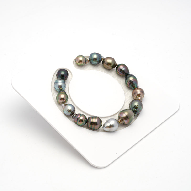 15pcs "High Luster" Multicolor 8-11mm - SB AAA/AA Quality Tahitian Pearl Bracelet BR2123 THMIX1