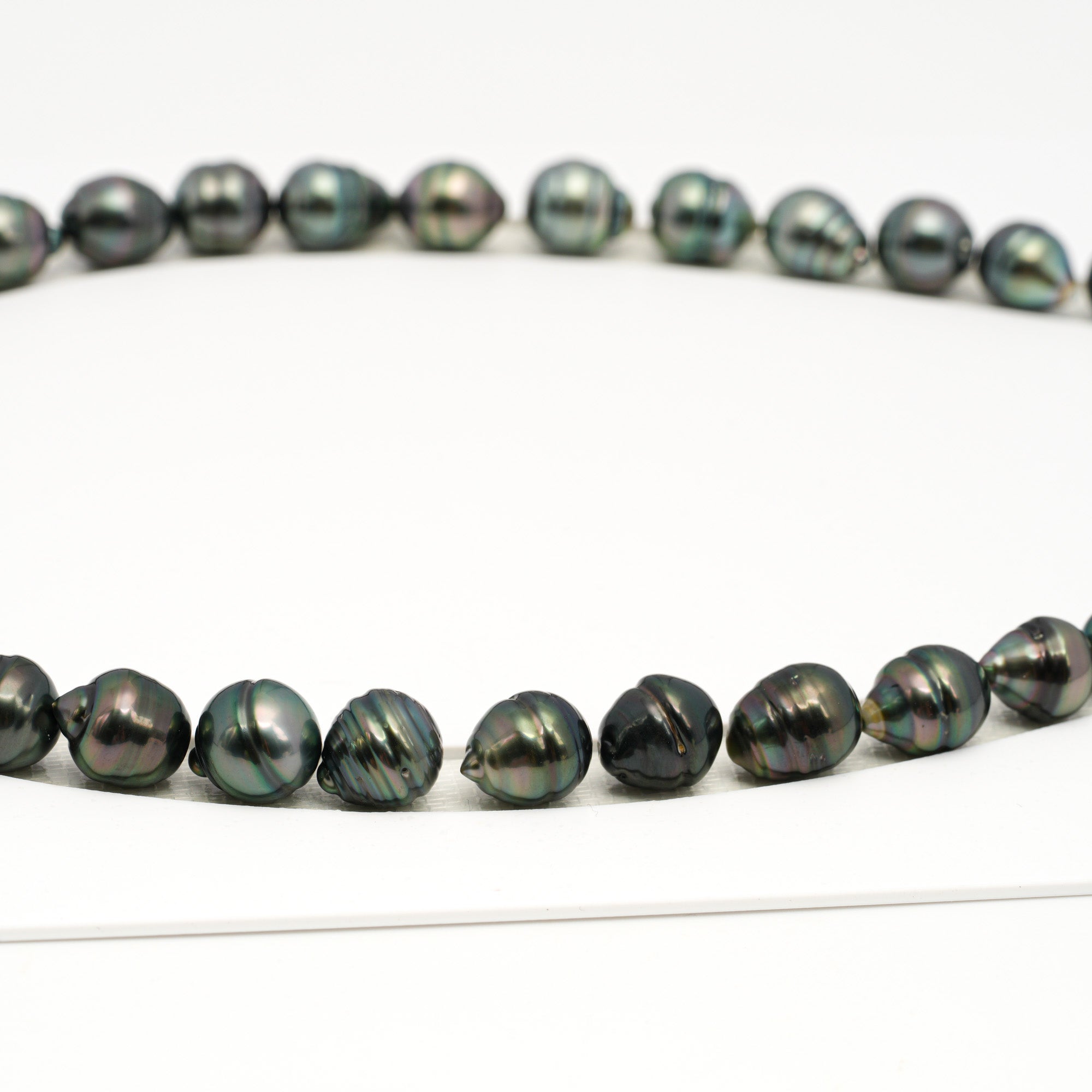 35pcs Dark Green 9-12mm - CL AAA/AA Quality Tahitian Pearl Necklace NL1713 TH5