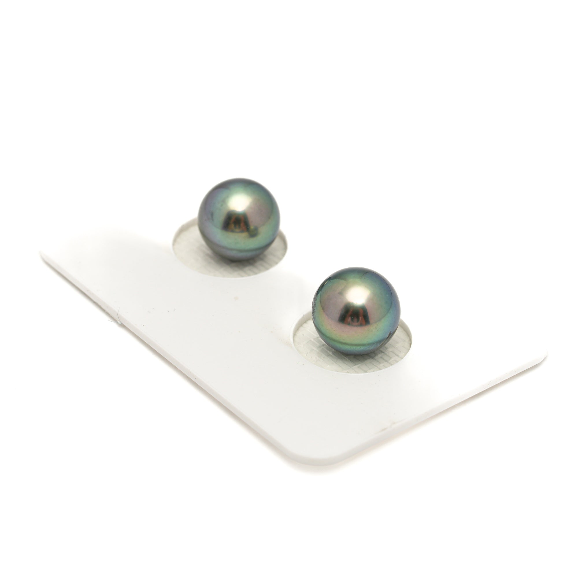 2pcs "Top Luster" Blue Green 8.8-9.2mm - RSR AAA/AA Quality Tahitian Pearl Pair ER1852 OR6