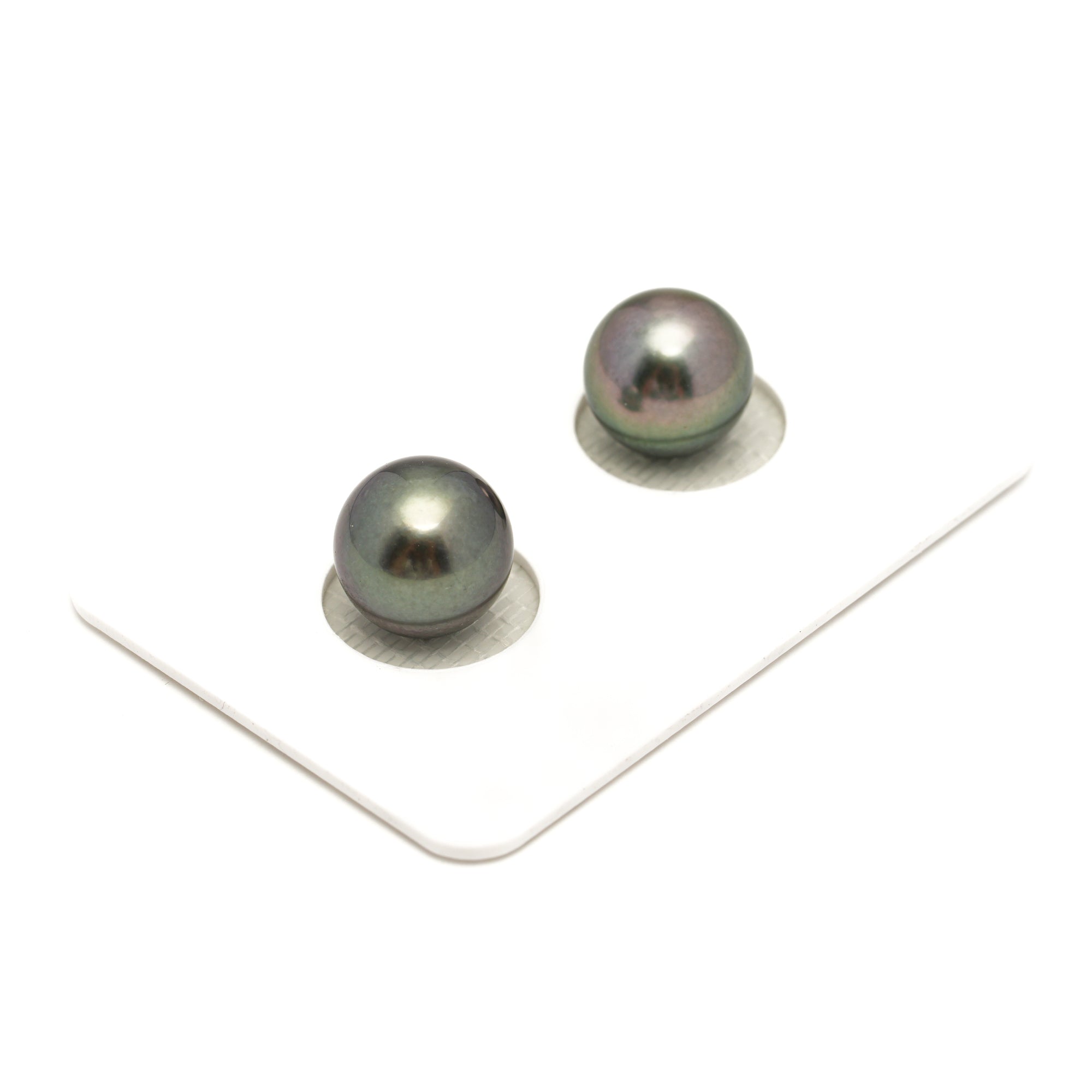 2pcs "High Luster" Multicolor 9.8-10.1mm - RSR AAA Quality Tahitian Pearl Pair ER1854 ORX1
