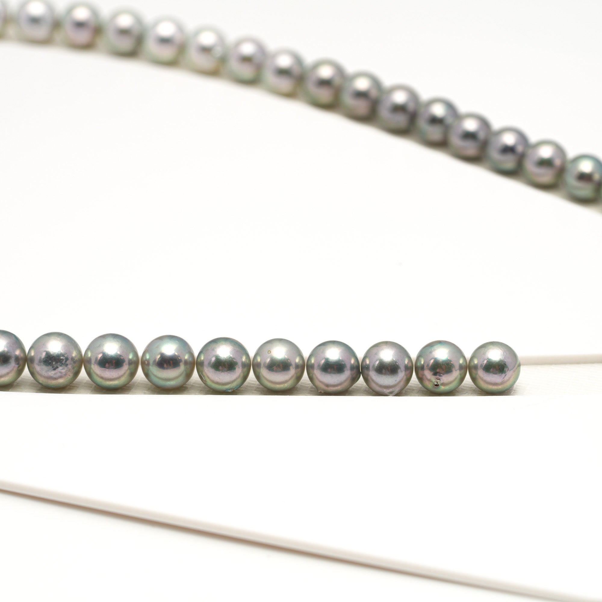 53pcs Akoya Pearl "Top Luster" Silver Green 7-7.9mm - SR/NR AAA/AA Quality Necklace AKNL1745 CMA1