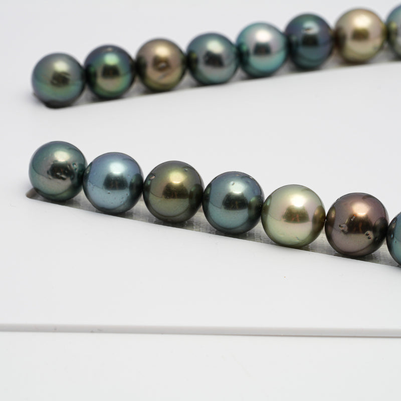 35pcs "High Luster" Multicolor 12-15mm - SR/NR AA Quality Tahitian Pearl Necklace NL1434 RW1