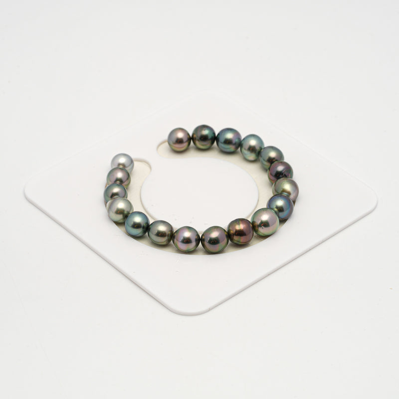 18pcs "High Luster" Multicolor 8-10mm - SB AAA/AA Quality Tahitian Pearl Bracelet BR2208 HL3