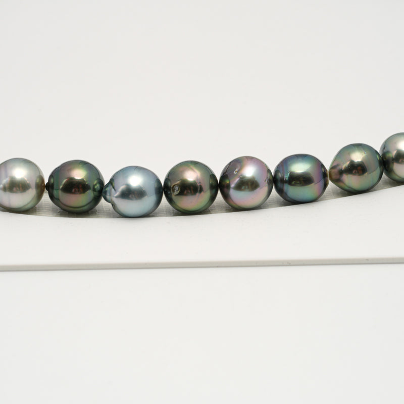 37pcs "High Luster" Multicolor 9-11mm - SB AAA/AA Quality Tahitian Pearl Necklace NL1562 HL3