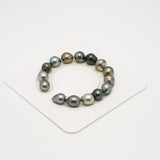 15pcs "High Luster" Multicolor 9-11mm - SB AAA Quality Tahitian Pearl Bracelet BR2206 HL3