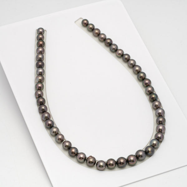 46pcs Brown 8-10mm - SR/NR AAA Quality Tahitian Pearl Drilled Necklace NL1575 CMP4