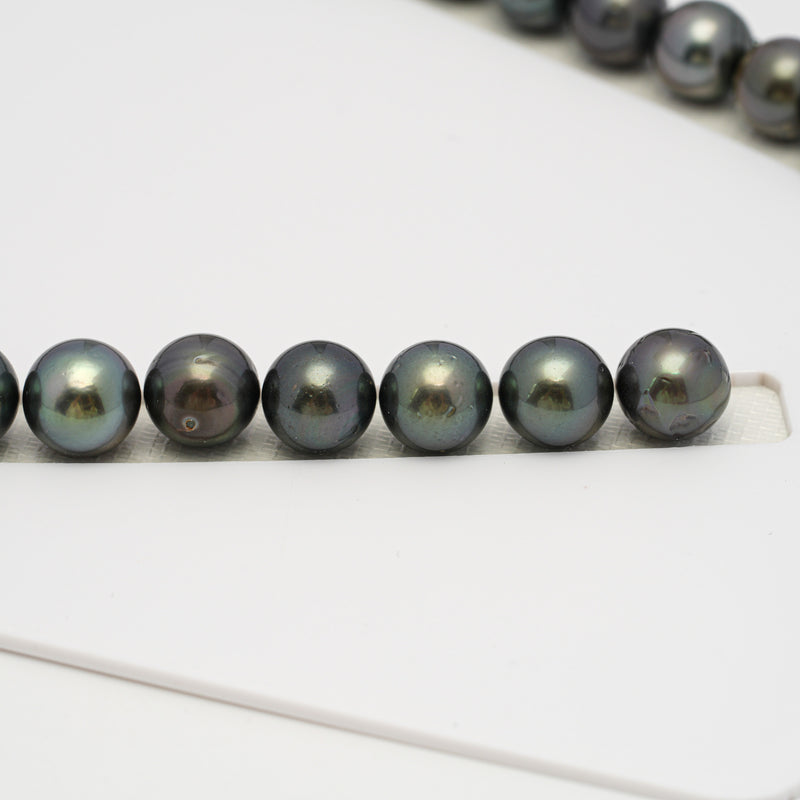 38pcs Dark 11-12mm - SR/NR AA/A Quality Tahitian Pearl Necklace NL1625 THMIX3