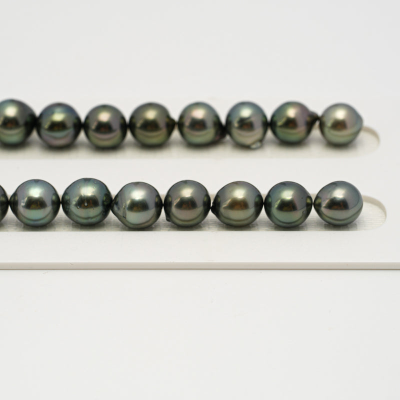 44pcs "High Luster" Green Mix 8-10mm - CL/SB AAA/AA Quality Tahitian Pearl Necklace NL1638 HL3