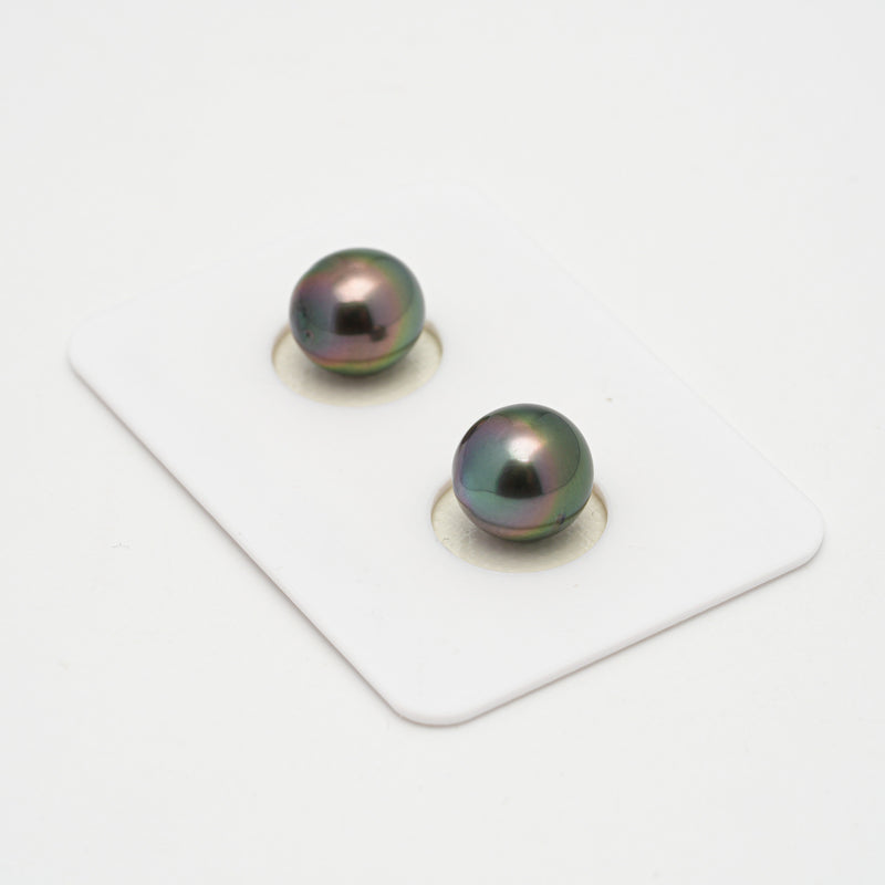 2pcs Green Cherry 9.1-9.5mm - SB AAA Quality Tahitian Pearl Pair ER1592 OR1