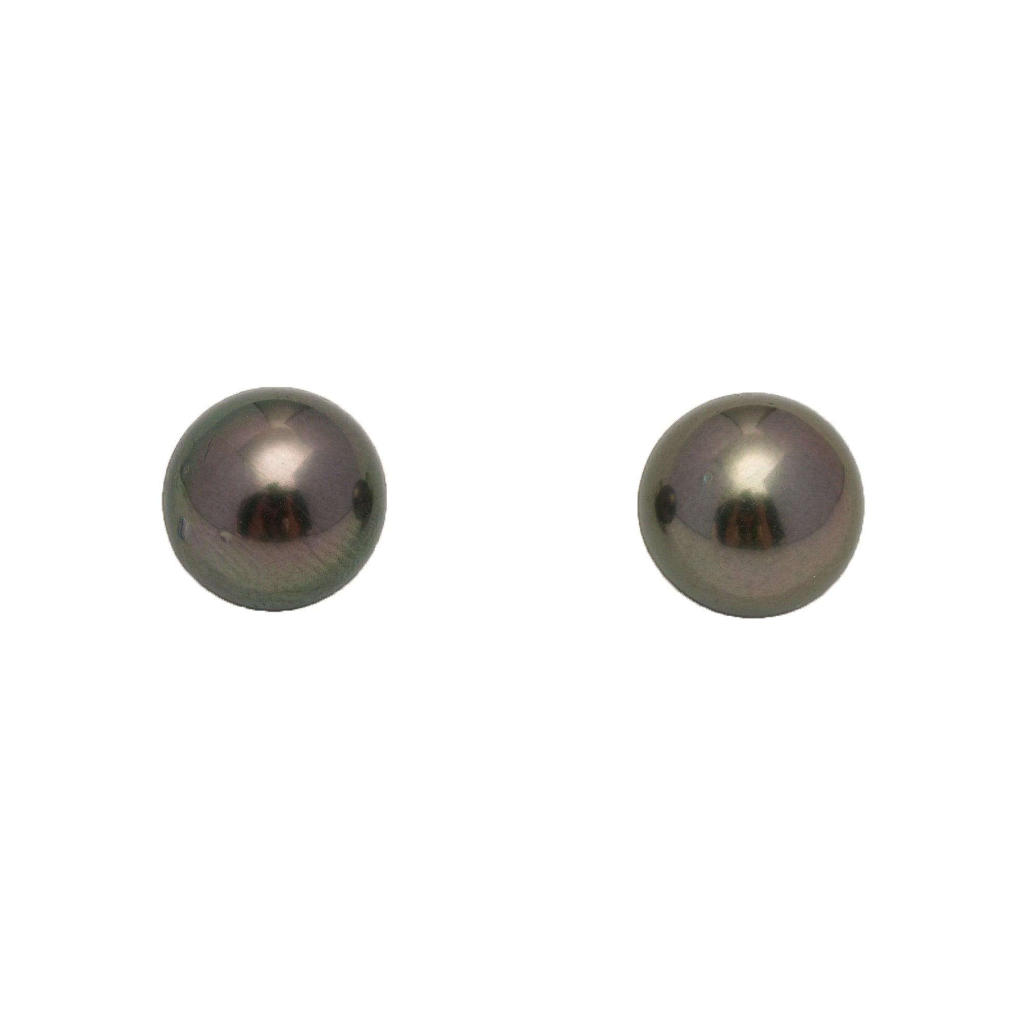 2pcs "High Luster" Dark 9.6mm - RSR AAA/AA Quality Tahitian Pearl Pair ER1758 OR13