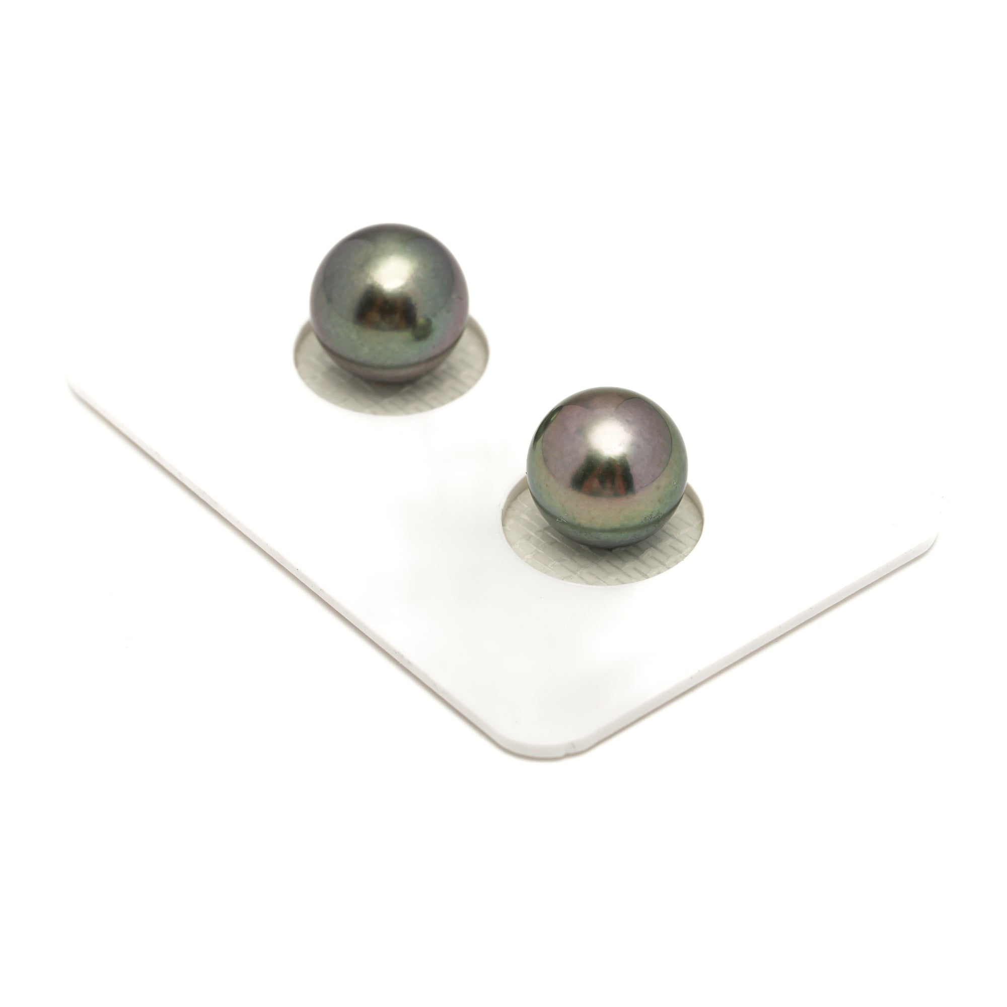2pcs "High Luster" Multicolor 9.8-10.1mm - RSR AAA Quality Tahitian Pearl Pair ER1854 ORX1