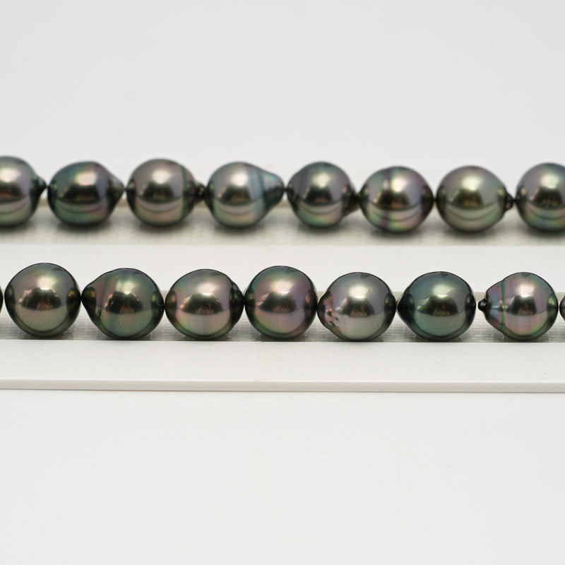 40pcs Green 9-12mm - SB AAA/AA Quality Tahitian Pearl Necklace NL1635 HL3