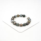 15pcs "High Luster" Multicolor 8-11mm - SB AAA/AA Quality Tahitian Pearl Bracelet BR2123 THMIX1