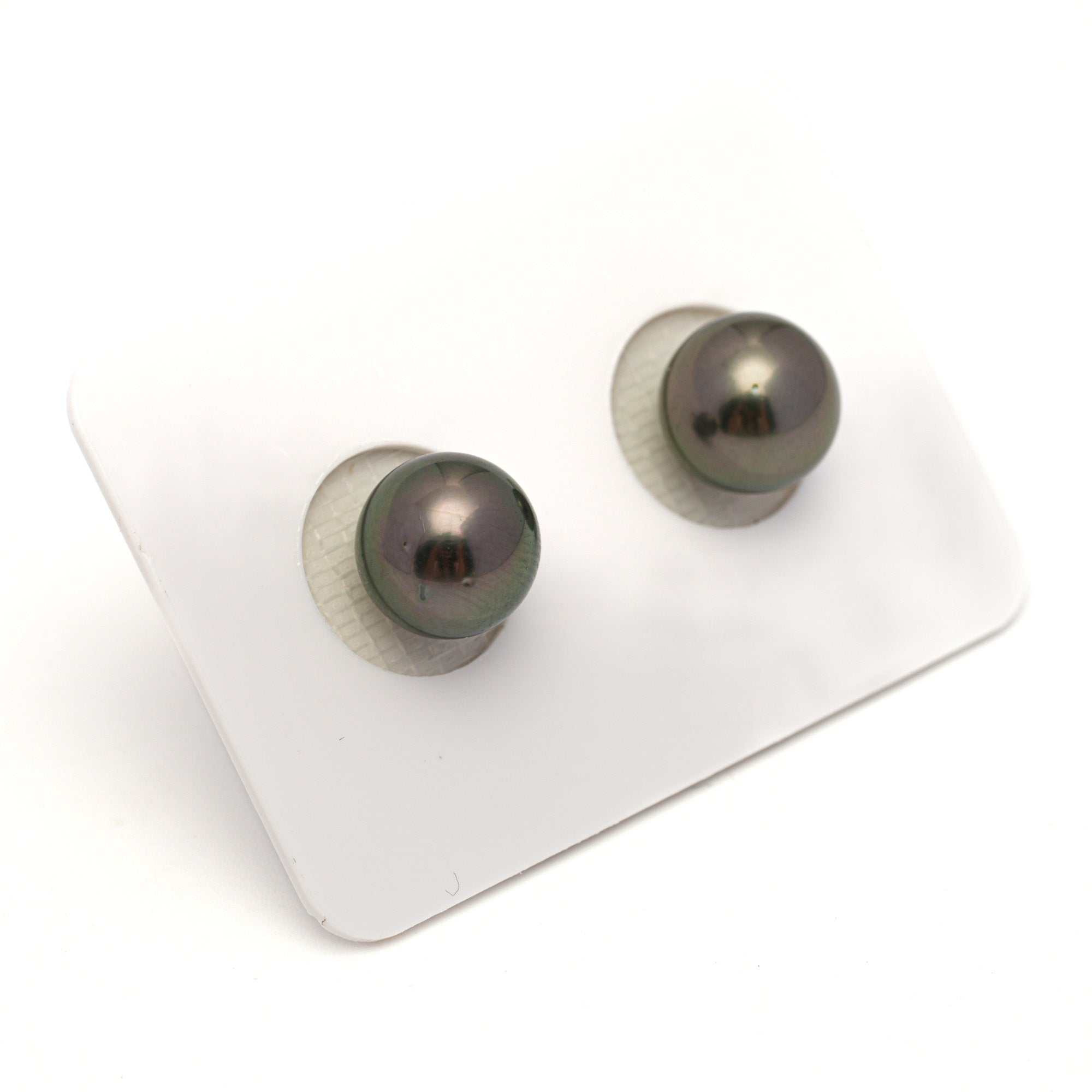 2pcs "High Luster" Dark 9.6mm - RSR AAA/AA Quality Tahitian Pearl Pair ER1758 OR13