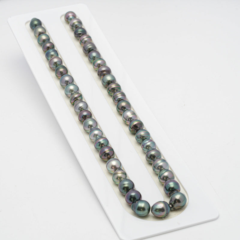 43pcs "High Luster" Green Mix 9mm - CL AAA/AA Quality Tahitian Pearl Necklace NL1415 OR7