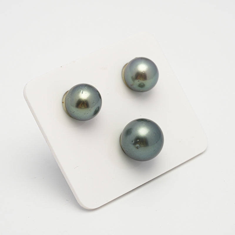 3pcs Blue 11.3-13.7mm - SR AAA Quality Tahitian Pearl Trio Set ER1564 THMIX2