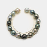 15pcs "High Luster" Multicolor 9-11mm - SB AAA/AA Quality Tahitian Pearl Bracelet BR2178 HL3