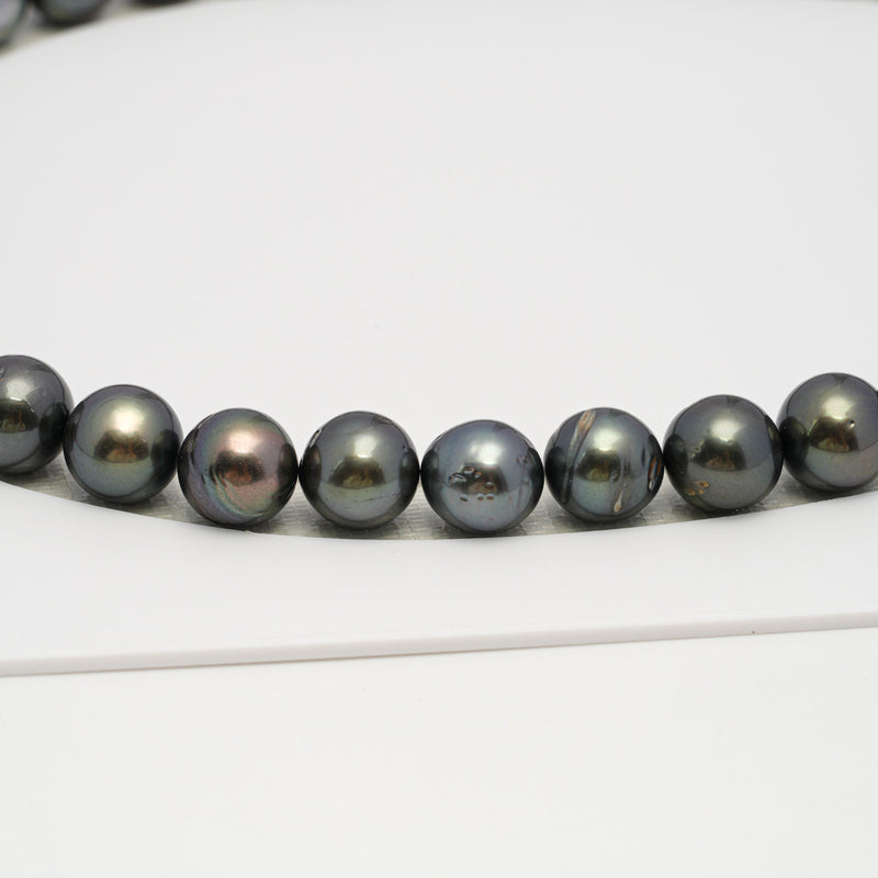 38pcs Dark 11-12mm - SR/NR AA/A Quality Tahitian Pearl Necklace NL1625 THMIX3