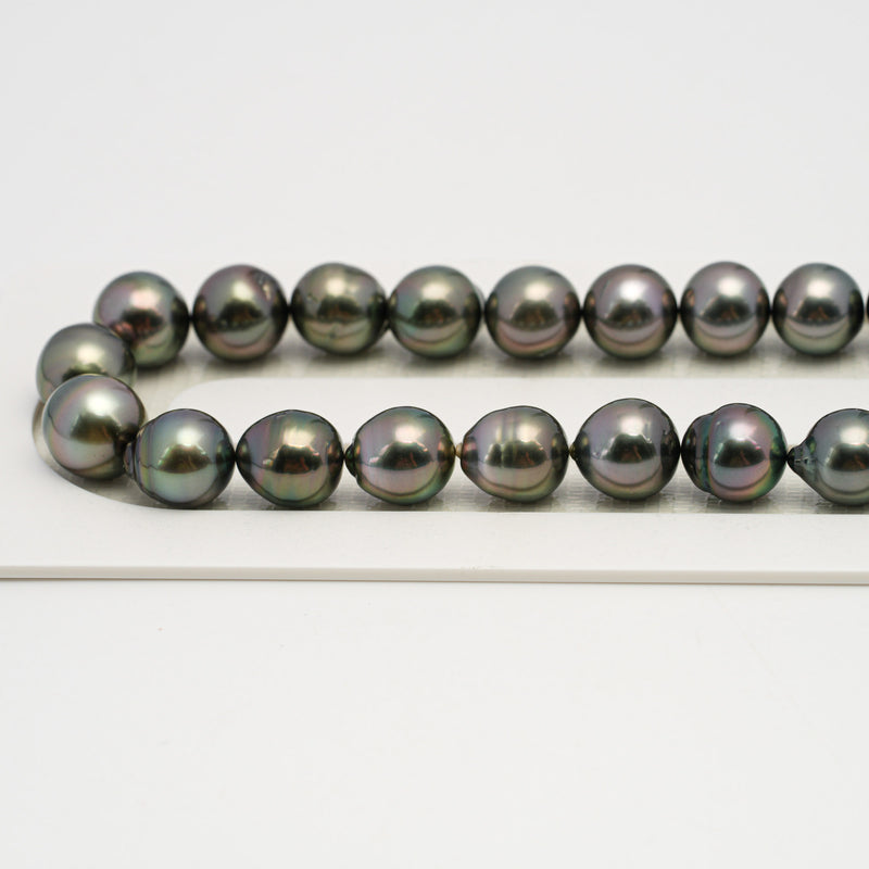 44pcs "High Luster" Green Mix 8-10mm - CL/SB AAA/AA Quality Tahitian Pearl Necklace NL1638 HL3