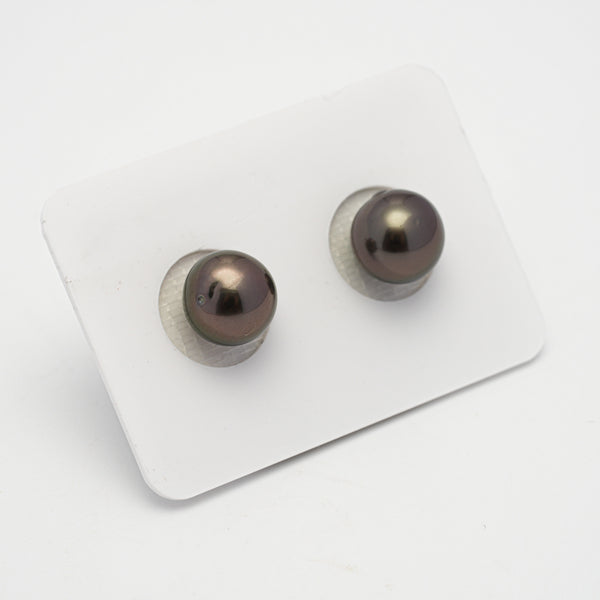 2pcs Brown 9.6-9.8mm - SR AAA Quality Tahitian Pearl Pair ER1590 OR10