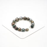 15pcs "High Luster" Multicolor 8-11mm - SB AAA/AA Quality Tahitian Pearl Bracelet BR2123 THMIX1