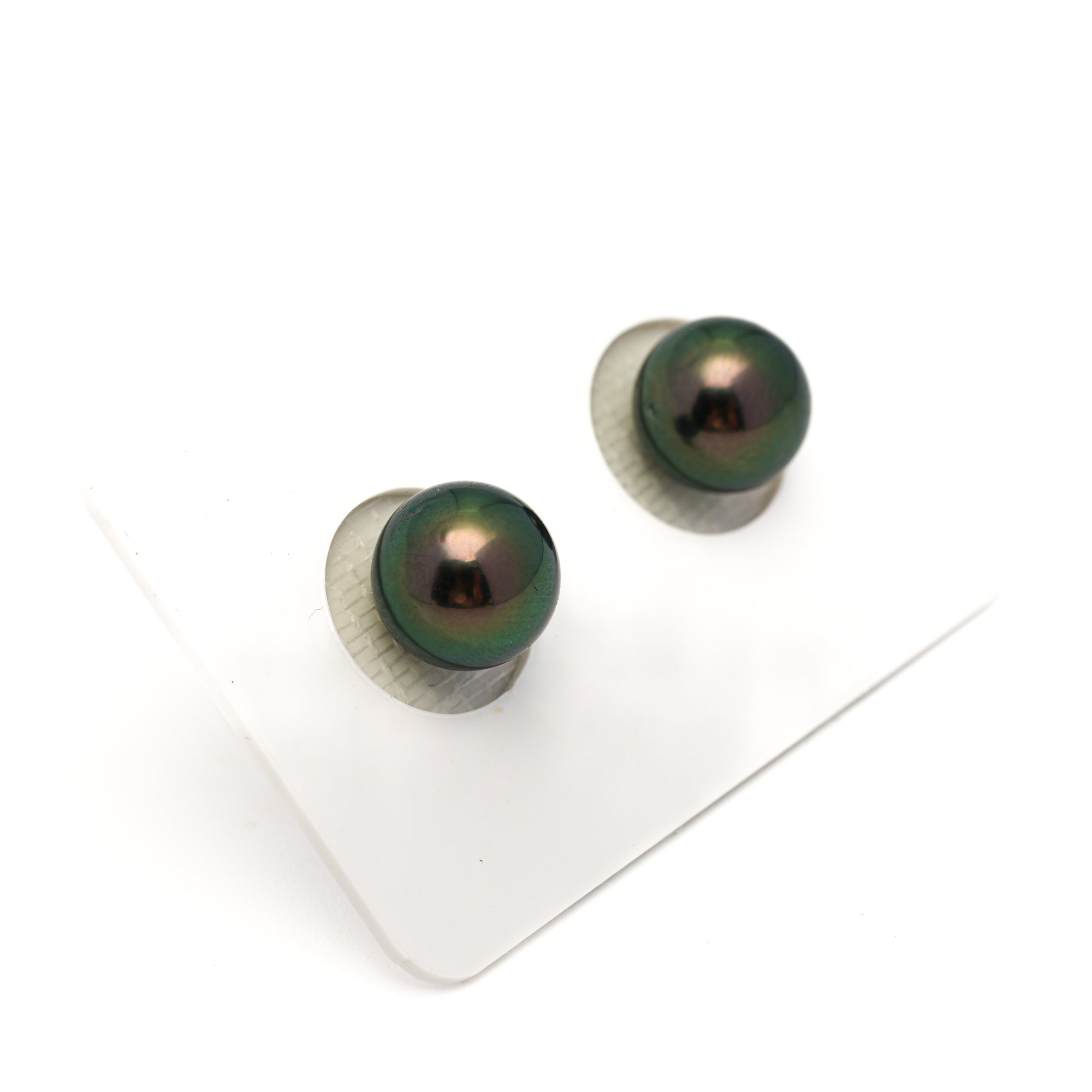 2pcs "High Luster" Peacock 9.4-9.5mm - RSR AAA/AA Quality Tahitian Pearl Pair ER1757 OR13