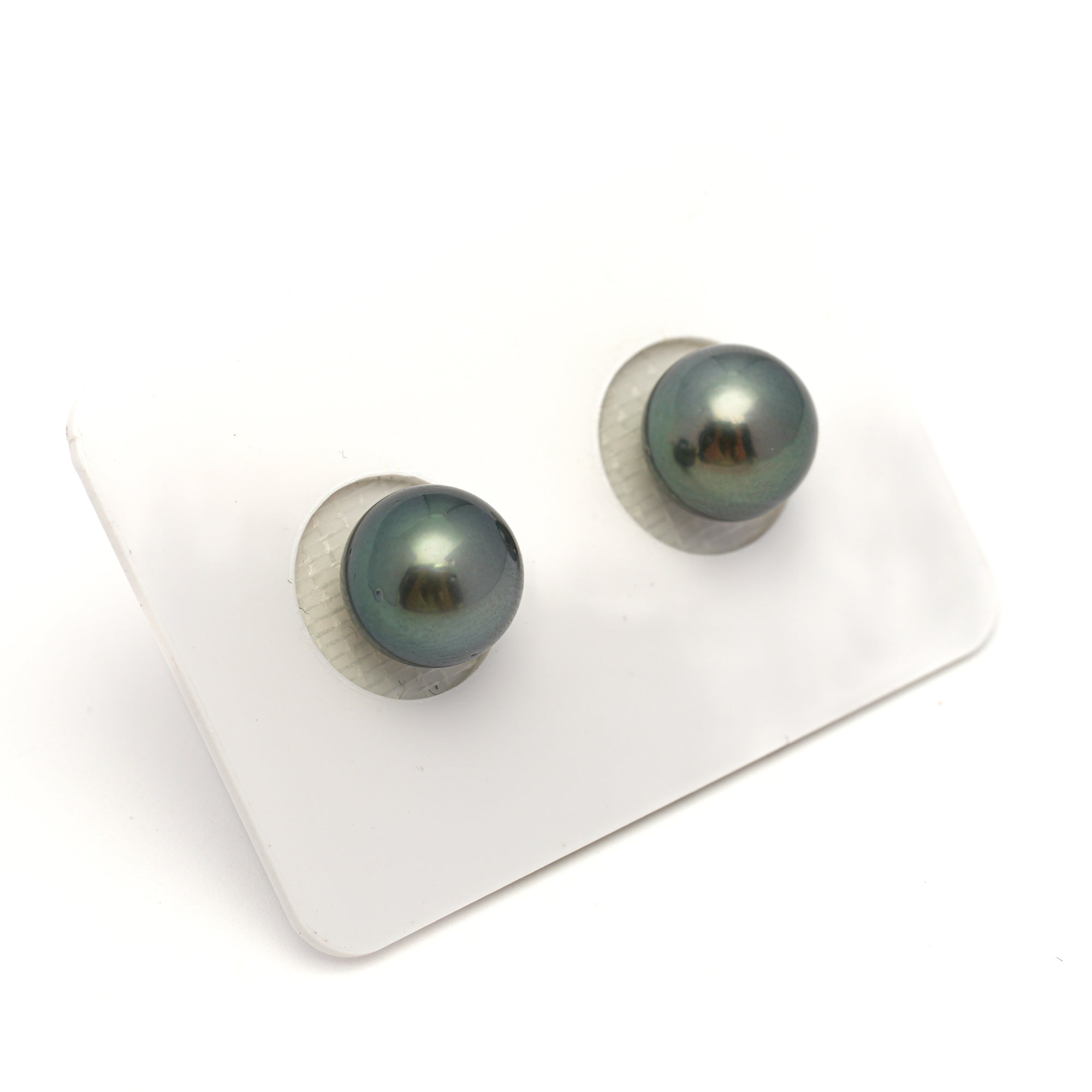 2pcs Blue Green 9.7mm - RSR AAA Quality Tahitian Pearl Pair ER1751 OR13
