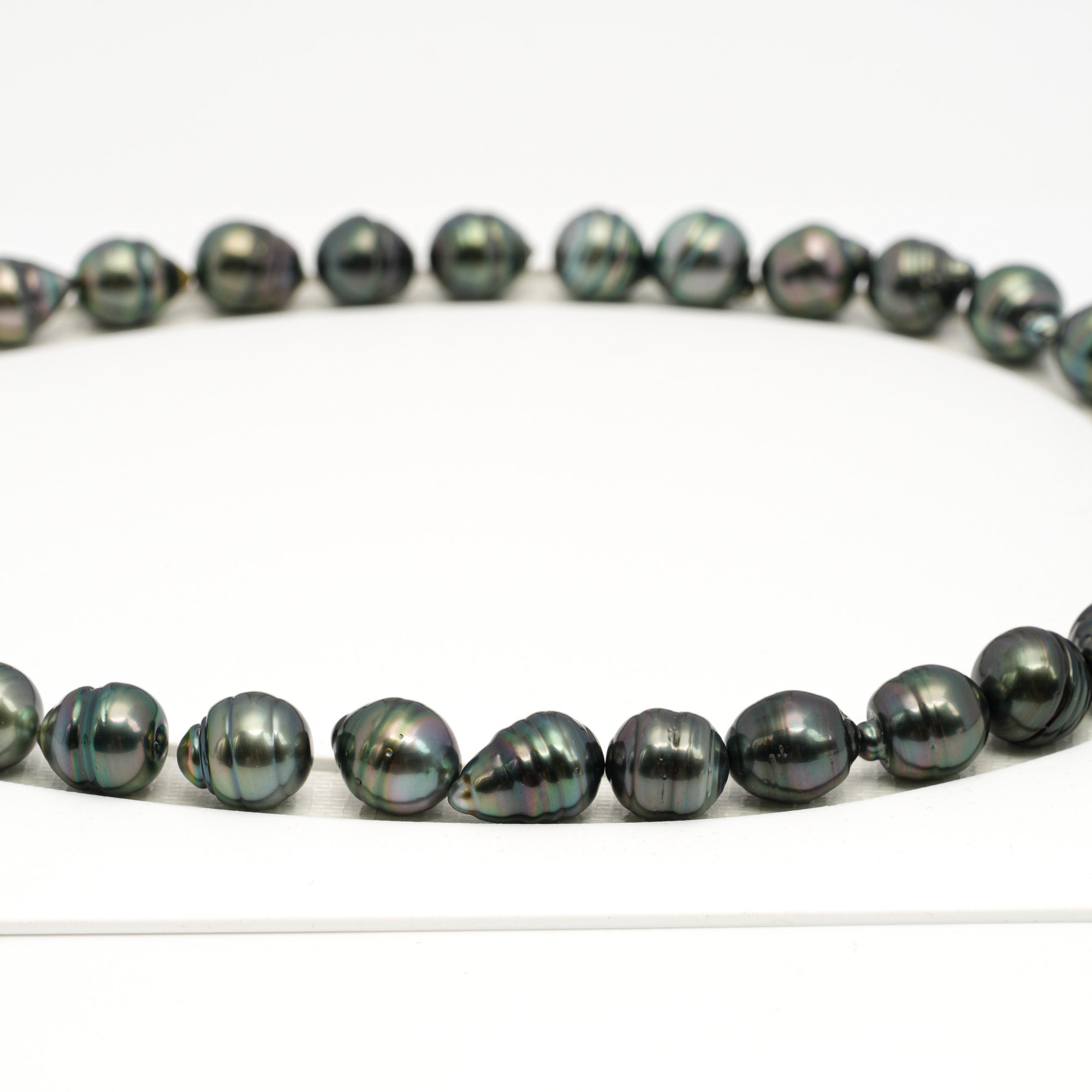 35pcs Dark Green 9-12mm - CL AAA/AA Quality Tahitian Pearl Necklace NL1713 TH5